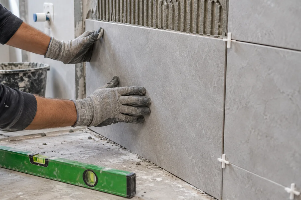 Carrelage grand format en salle de bain : pose et calepinage