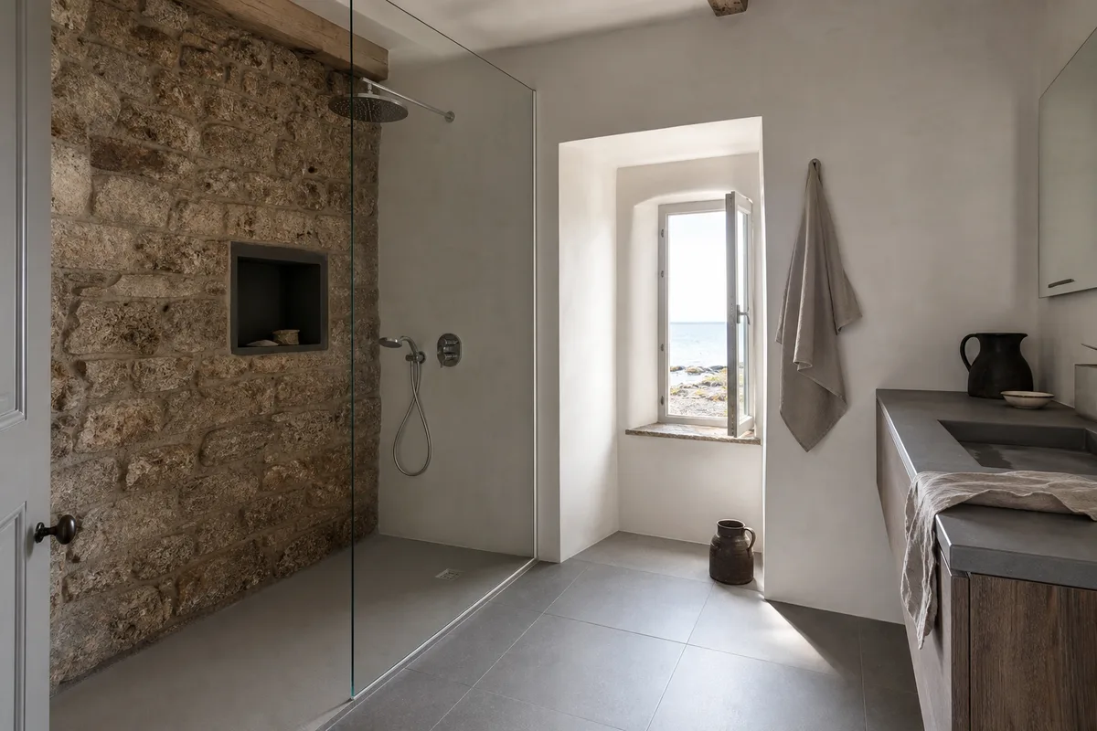 Installer une douche à l'italienne dans une maison bretonne